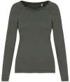 NS339 Native Spirit Ladies Raglan Long Sleeve Washed T-Shirt Washed Organic Khaki colour image